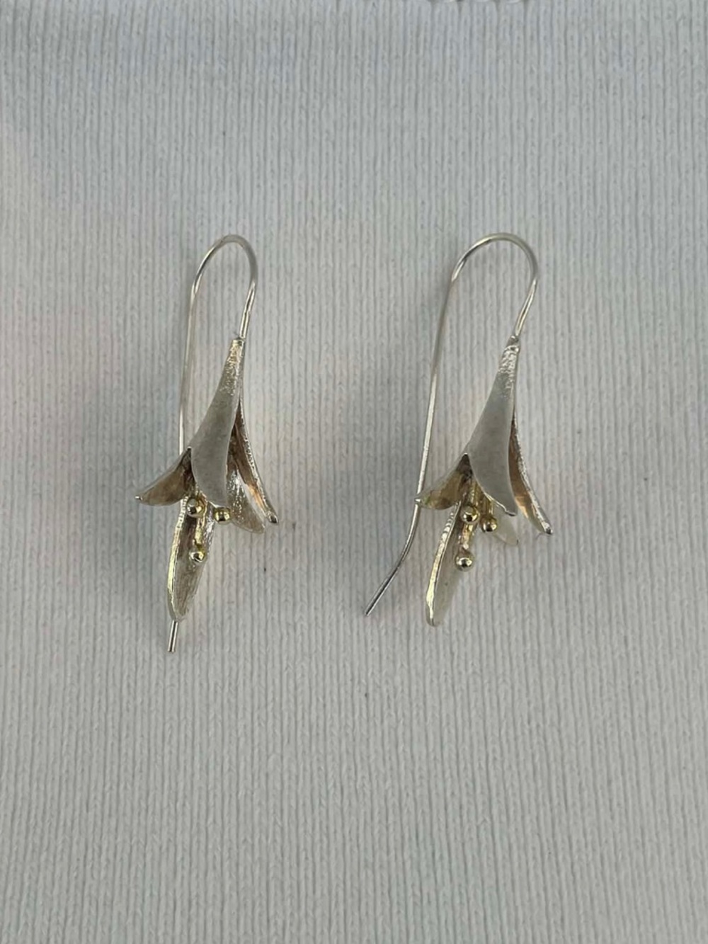 Sterling Silver Floral Drop Earrings - Silver - Picture 3 of 6